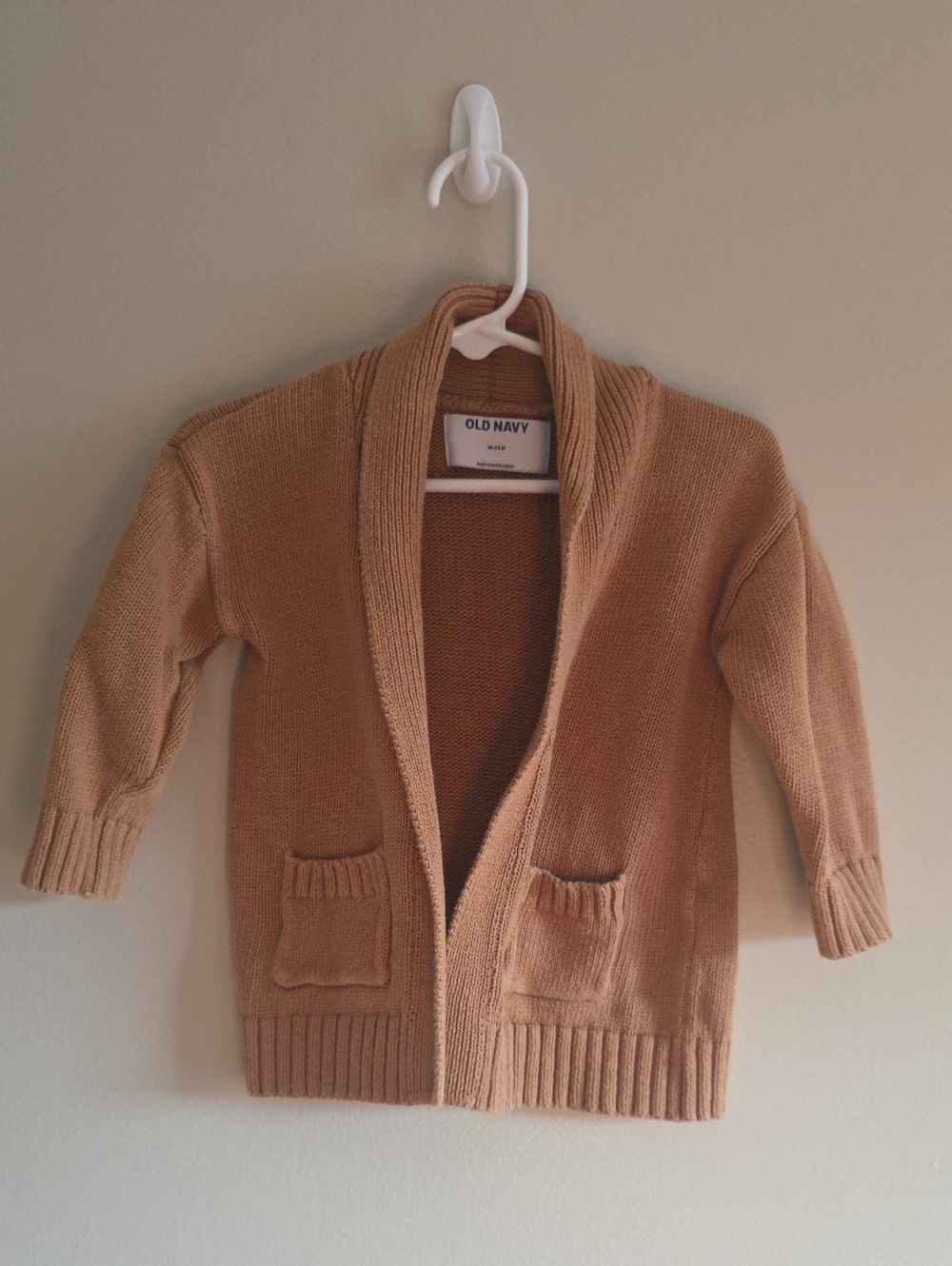 Old Navy Tan Shawl-Collar Knit Cardigan for Kids